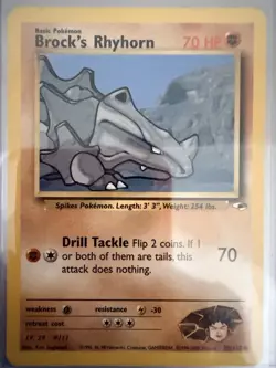 Pokemon TCG Brock's Rhyhorn Gym Heroes 22/132 Unlimited Rare Card - Image 1