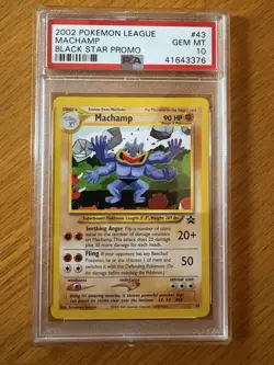 Pokemon Machamp Black Star 43 WOTC 2002 League Promo Card PSA 10 - Image 1