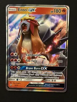 Pokemon TCG Entei GX 10/73 Shining Legends Ultra Rare Holo Card - Image 1