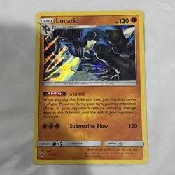 Pokemon TCG Lucario S&M Burning Shadows 71/147 Reverse Holo Rare Card NM - Image 1