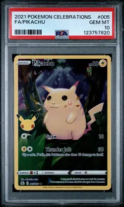 Pokemon 2021 Celebrations Pikachu Full Art Card 005/025 PSA 10 - Image 1