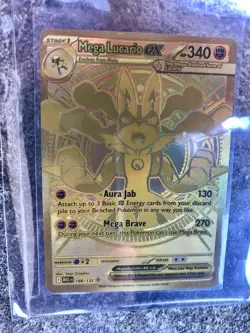Mega Lucario Ex 188/132 Mega Evolution Gold Hyper Rare Pokemon TCG Card English - Image 1