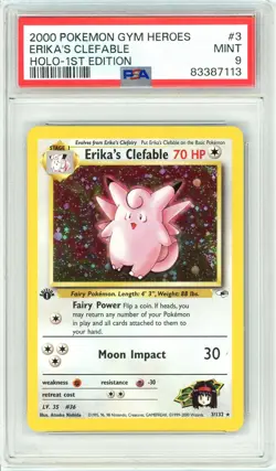 Pokemon Erika's Clefable #3 GYM Heroes 1st Edition PSA 9 Mint - Image 1