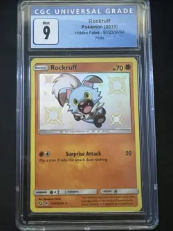 CGC 9 Pokemon TCG Rockruff Hidden Fates SV23/SV94 Holo Shiny Holo Rare - Image 1