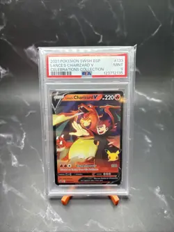2021 POKEMON SWSH BLACK STAR PROMO CELEBRATIONS COLL LANCE'S CHARIZARD V PSA 9 - Image 1