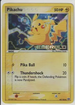2005 Pokemon Pikachu 60/106 Emerald Stamp Reverse Holo - Image 1