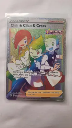 Chili & Cilan & Cress 273/264 Secret Rare Full Art Fusion Strike Pokemon TCG NM - Image 1