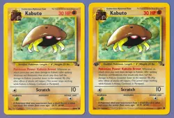 2 RARE KABUTO 1999 POKEMON FOSSIL CARDS 50/62 1ST EDITION & REGULAR EX-NM - Image 1