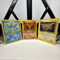Pokemon TCG Zapdos,moltres And Articuno Fossil Vintage 3 Card Lot Non Holo LP - Image 1