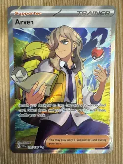 Arven 235/198 - Scarlet & Violet Base Pokemon Card Full Art Trainer Holo - NM - Image 1