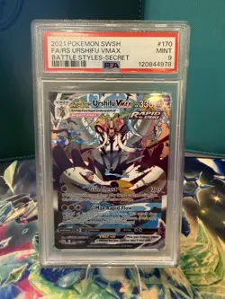 Pokemon TCG 2021 SWSH FA/RS Urshifu VMAX Battle Styles 170/163 alt art PSA 9 - Image 1