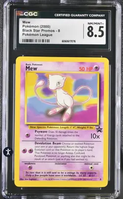 Mew 8 Wotc Black Star Promo Pokemon League Regular 2000 CGC 8.5 NM/MINT+ - Image 2