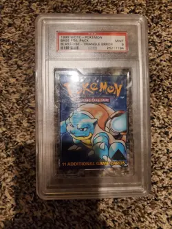 PSA 9 MINT Base Set (Blastoise) SEALED Pack BLACK TRIANGLE ERROR Pokemon - Image 1