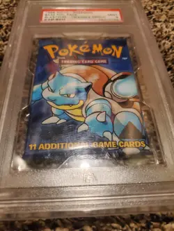 PSA 9 MINT Base Set (Blastoise) SEALED Pack BLACK TRIANGLE ERROR Pokemon - Image 2
