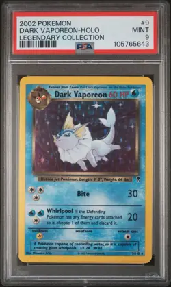 PSA 9 Mint 2002 Pokemon Legendary Collection 9 Dark Vaporeon Holo - Image 1
