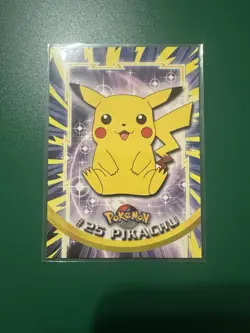 POKEMON Topps Card PIKACHU # 25 Non Holo Black Logo TV Animation 1999 - Image 1