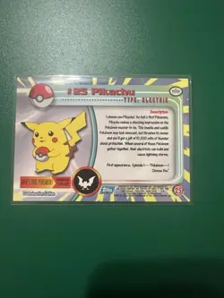 POKEMON Topps Card PIKACHU # 25 Non Holo Black Logo TV Animation 1999 - Image 2