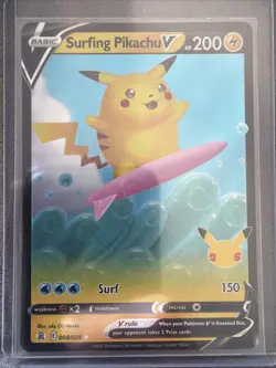 Pokemon Pikachu TCG Surfing v Celebrations Holo Ultra Rare Card 008/025 - Image 1