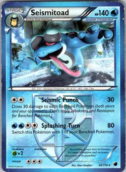 Pokemon TCG Seismitoad B&W Plasma Freeze 26/116 Regular Rare Card Played MP-LP - Image 1
