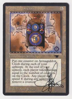 Signed Armageddon Clock HP Antiquities Artist Amy Weber 1994 MTG Magic Vintage! - Image 1