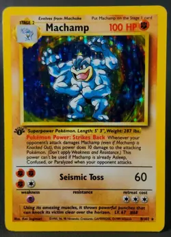 Machamp Holo Rare 013/102 Base Set 1st Edition - MP English Vintage Pokemon - Image 1
