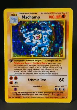 Machamp Holo Rare 013/102 Base Set 1st Edition - MP English Vintage Pokemon - Image 2