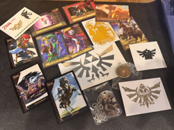 LEGEND OF ZELDA COLLECTOR ITEMS Collector's Fun Box TAGS CARDS PIN STICKERS (17) - Image 1