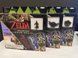 ZELDA COLLECTOR'S FUN BOX - 15 ITEMS Trading Cards, Tag, Pin LEGEND OF ZELDA NEW - Image 1