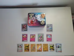 Pokemon Scarlet And Violet Lunch Box With A Few Cards, Coins, And Pin - Image 1