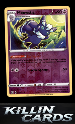 Reverse Holofoil Meowstic 061/163 Pokemon Holo Rare SWSH05: Battle Styles Card N - Image 1