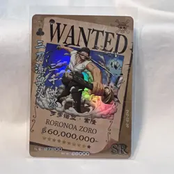 ONE PIECE Anime RORONOA ZORO Trading Card Wanted Bounty Poster SR Holo - Image 1