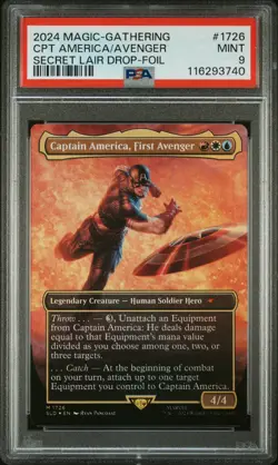 2024 MTG SECRET LAIR DROP #1726 CAPTAIN AMERICA, FIRST AVENGER PSA 9 - Image 1