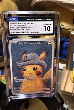 2023 POKEMON X VAN GOGH #085 PIKACHU WITH GREY FELT HAT CGC 10 GEM MINT - Image 1