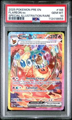 Pokemon Prismatic Evolutions Flareon EX Sir 146/131 PSA 10 Gem Mint - Image 1