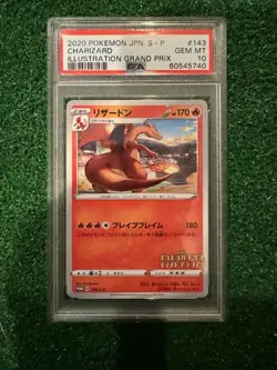 2020 Pokemon Japanese S-P Charizard Illustration Grand Prix Promo #143 PSA 10 - Image 1