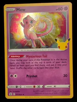 Pokemon Mew 011/025 - Celebrations 25th Anniversary - Holo NM - Image 1
