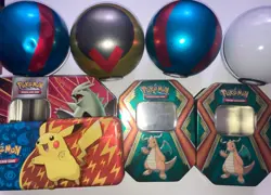 Pokemon Empty Tins, Pokemon Ball Tins, Pencil Tins Lot - Image 1