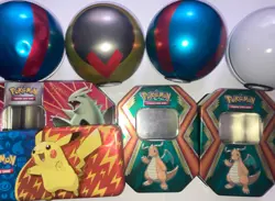Pokemon Empty Tins, Pokemon Ball Tins, Pencil Tins Lot - Image 2