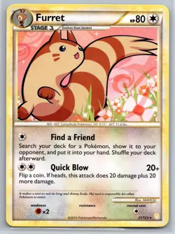 NM Furret 21/123 Non Holo Rare Heart Gold & Soul Silver Pokemon 2010 - Image 1