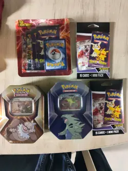 Pokemon 2 Triple Whammy Tins/ Tcg Lightning Set/2 15 Card Packs Sealed - Image 1