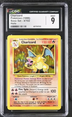 CGC 9 MINT Charizard 1999 Base Set 4/102 Holo Pokemon Card - Image 1