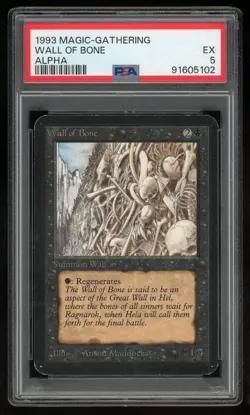 1993 MTG Magic the Gathering Card Alpha Wall of Bone PSA 5 TCG - Image 1