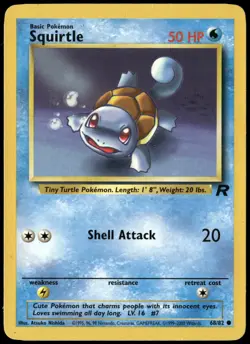 Squirtle 68/82 Team Rocket Non Holo Rare Vintage Pokemon Card Damaged-1 - Image 1