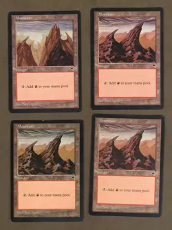 Magic the Gathering MTG TEMPEST Basic Land 4 MOUNTAIN (2 Art) NM - Image 1