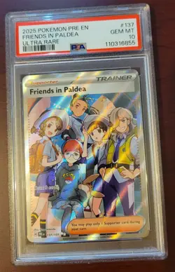 PSA 10 GEM MINT POKEMON PRISMATIC EVOLUTIONS ULTRA RARE FRIENDS IN PALDEA #137 - Image 1