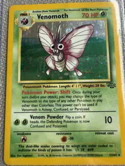 VENOMOTH POKEMON CARD TCG 13/64 HOLO RARE JUNGLE SET - Image 2