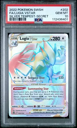 PSA 10 Lugia VSTAR 2022 Silver Tempest 202/195 Secret Rainbow Pokemon Card - Image 1