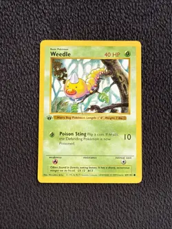 1999 Pokemon TCG Base Set Weedle Card #69/102 1st Edition Shadowless - Image 1