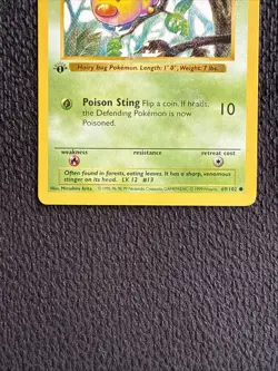 1999 Pokemon TCG Base Set Weedle Card #69/102 1st Edition Shadowless - Image 2