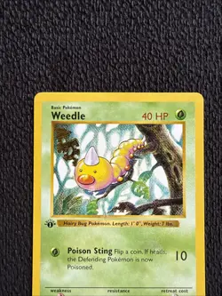 1999 Pokemon TCG Base Set Weedle Card #69/102 1st Edition Shadowless - Image 3